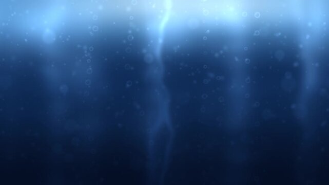 Sunlit Underwater Light Shafts Bubbles and Plankton Drifting Upward in Layered Vertical Parallax Pan, Seamless Loop in bright abyss tones