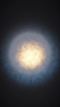 Quantum atomic orbital wave function probability cloud morphing seamless loop in calm amber tones vertical 9:16