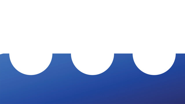 Modern blue wavy rooftop edge with clean white trim isolated on white background, Vector, illustration