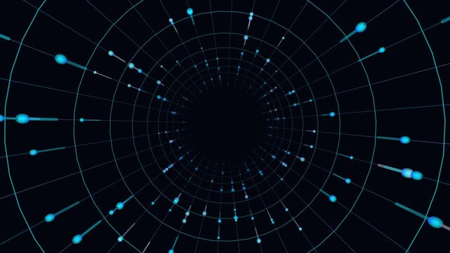 Fiber Optic Data Stream Tunnel Cloud Server Fast Internet 5G Matrix 4K