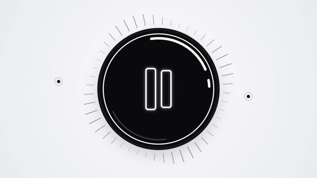 Circular pause button animation displaying sleek digital interface motion graphics