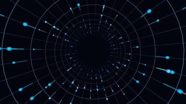 Fiber Optic Data Stream Tunnel Cloud Server Fast Internet 5G Matrix 4K