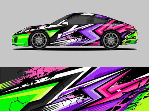 Colorful sports car with vibrant racing decals and design 2.
