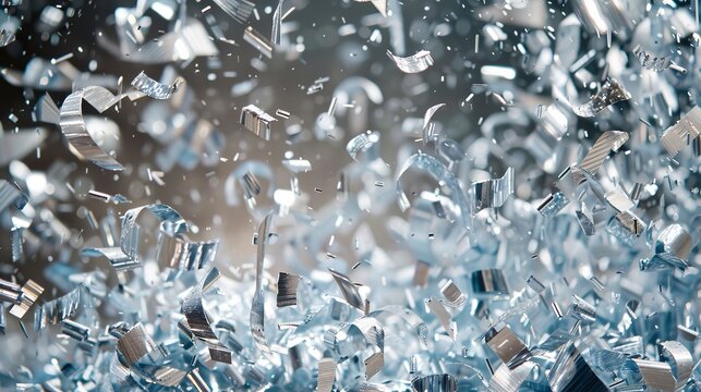 Macro image of iron metal shavings from cnc drilling lathe machine in an industrial setting