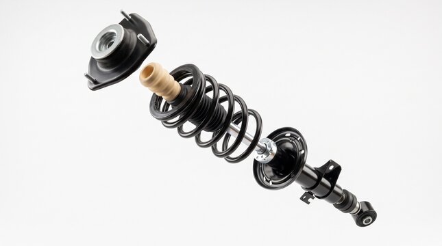 Car Coilover Exploded Assembly View Isolated