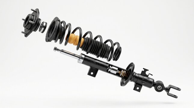 Car Coilover Suspension Diagonal Exploded Assembly View