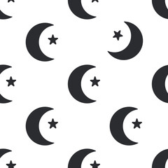Seamless pattern of crescent moons and stars, night sky background, black © 青葉れな