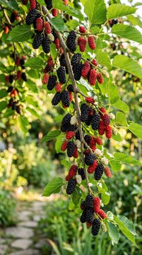 Ripe mulberry tree