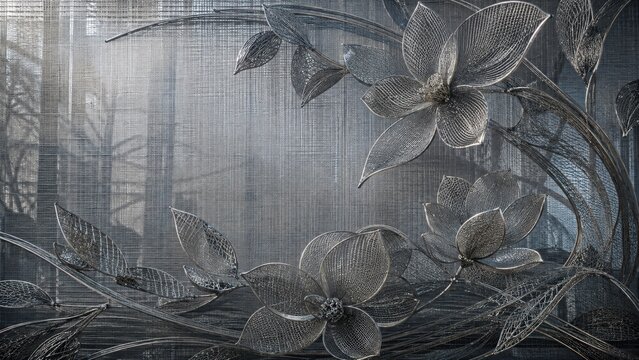 Orchid Wireframe Abstract Pattern on Metallic Textured Background