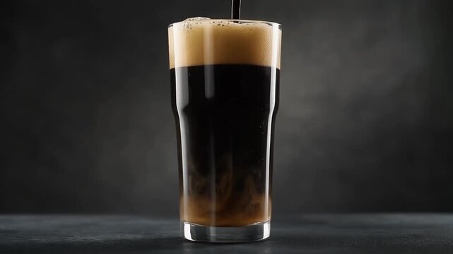 Stout settling in a tall pint glass