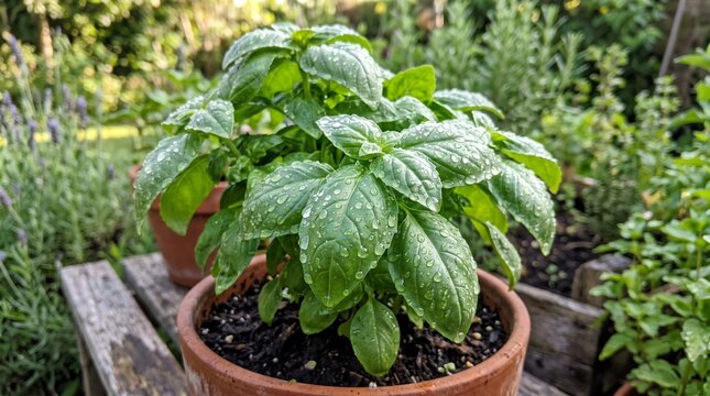 Fresh basil plant
