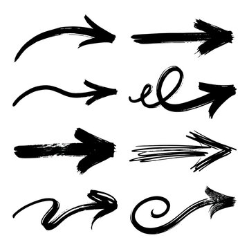 Collection of Hand Drawn Black Arrows with Different Styles.