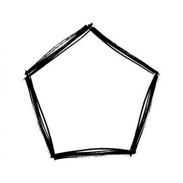 Hand Drawn Sketch of a Black Pentagon Shape on White Background.