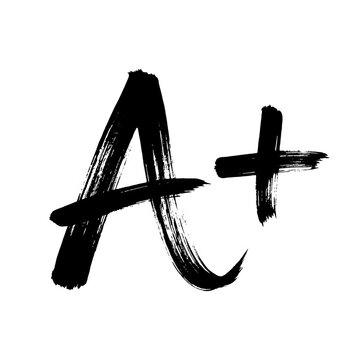 Handwritten A Plus Symbol Representing Excellent Grade.