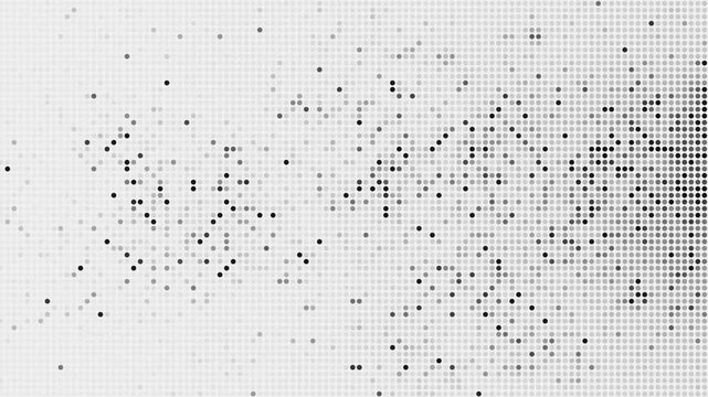 Blinking grayscale digital dots motion background. Simple minimalist animation suitable for technology and digital data concepts.