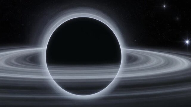 A massive supermassive gravitational entity pulls luminous stellar material into its profound darkness, creating an incredible cosmic spectacle within the expansive universe