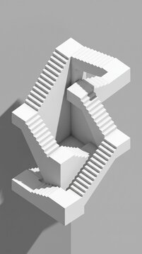 Impossible Penrose Staircase: Abstract 3D Optical Illusion with Infinite Steps