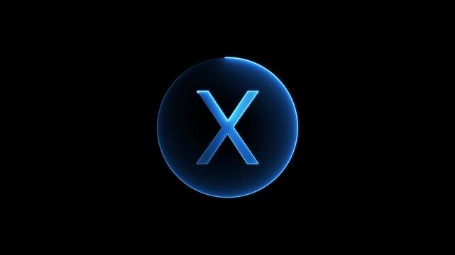 Neon cross mark icon on black background, Neon wrong icon animation
