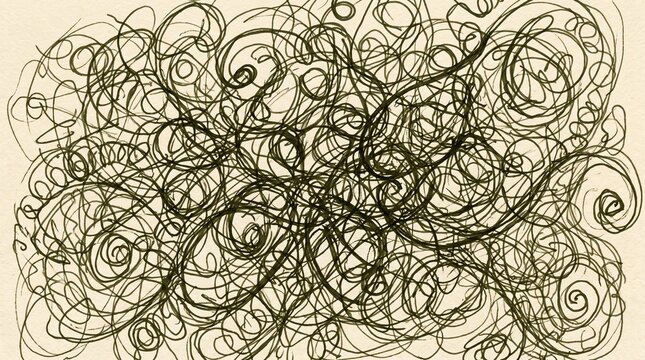 Intricate vine tendril sketch with swirling lines on aged paper
