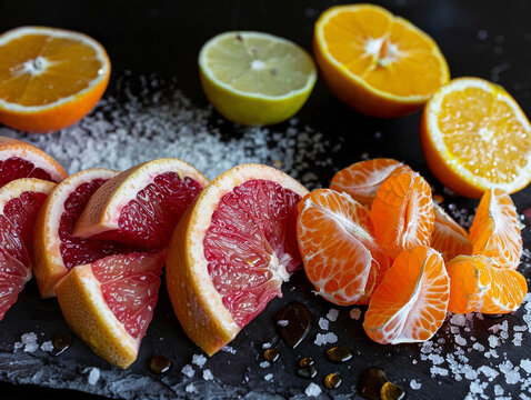 Colorful Winter Citrus Assortment with Blood Orange and Mandarin