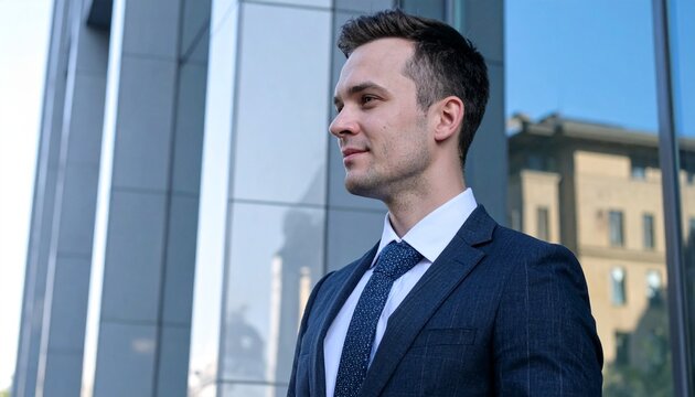 Confident Businessman Standing Near Office Building