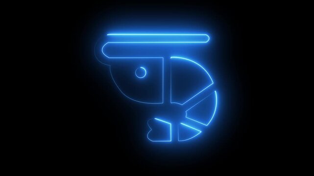 Glowing neon line Lobster icon isolated on black background. 4K Video motion graphic animation
