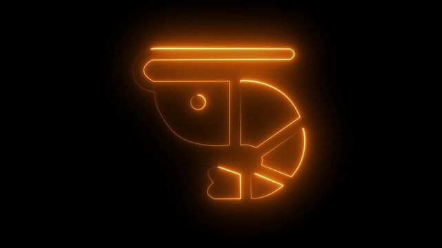 Glowing neon line Lobster icon isolated on black background. 4K Video motion graphic animation