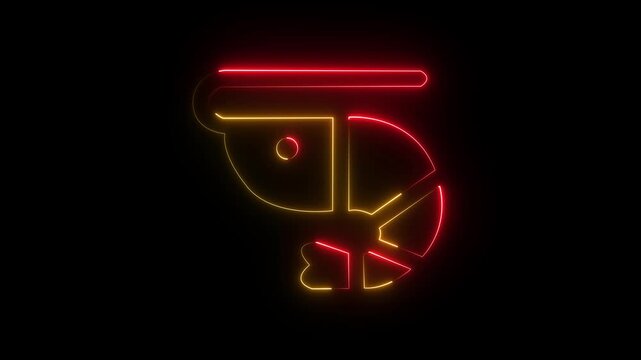 Glowing neon line Lobster icon isolated on black background. 4K Video motion graphic animation