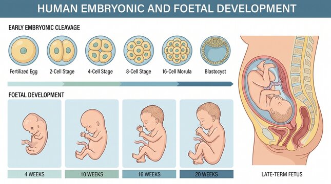Human Embryonic and Foetal Development Stages Educational Diagram