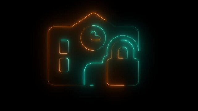 A futuristic home with smart technology, featuring icons for security, lighting, and temperature control. This image illustrates advanced home automation and connectivity.