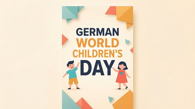 Children celebrating german world children's day with colorful background