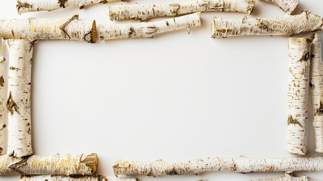 Frame background and text area surrounded by birch branches