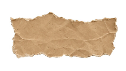 Fototapeta premium A torn piece of brown paper with a rough, uneven edge, showing creases and texture , Transparent Background, AI generative
