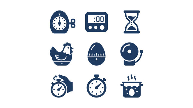Measuring time with kitchen and egg timer icons.
