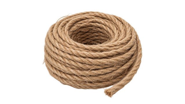 A tightly wound coil of natural fiber rope, ready for any task , Transparent Background, AI generative