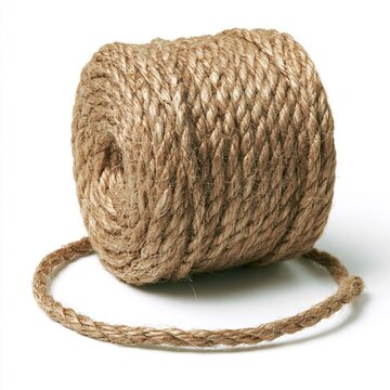 Natural Jute Twine Roll on White Background - Eco-Friendly Craft and Packaging Material