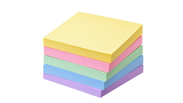 A stack of colorful sticky notes, perfect for jotting down reminders and ideas. The notes are neatly piled on top of each other. , Transparent Background, AI generative