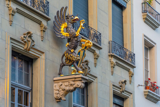 Sculptural ornament in the heart of downtown Switzerland on Bern Street