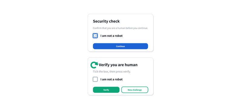 Captcha ui set i am not a robot checkbox and verification cards