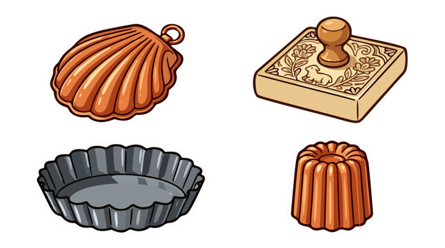 Metal pastry mold vector set for tart tartlet pie baking flat illustration