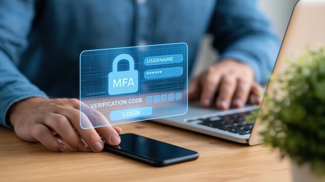 Authentication code on smartphone for digital security and mfa login access to protect personal data and identity