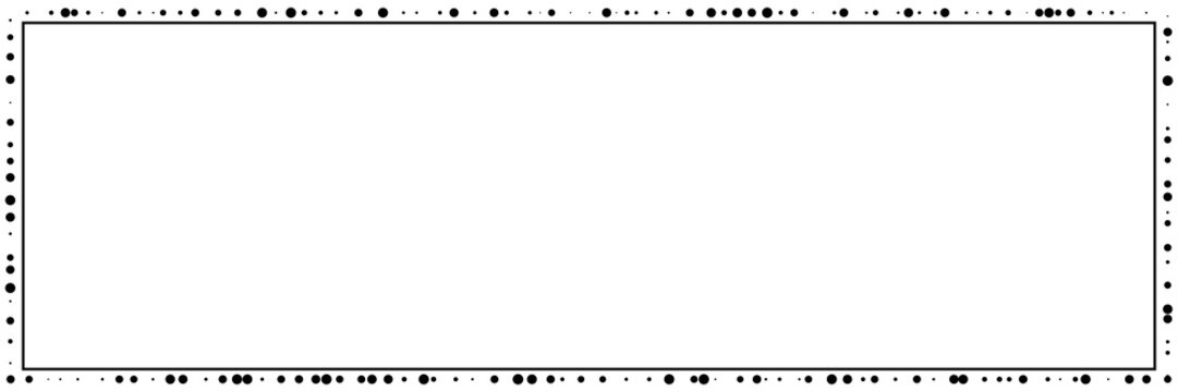 A rectangular frame featuring circles&mdash;both small and large&mdash;arranged along the outside to form a black rectangle.