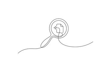 Obraz premium One Line Magnifying Glass Searching Document Icon
