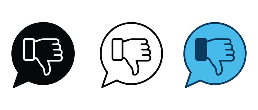downvote thumbs down icons in speech bubbles with different color backgrounds for feedback or rating systems
