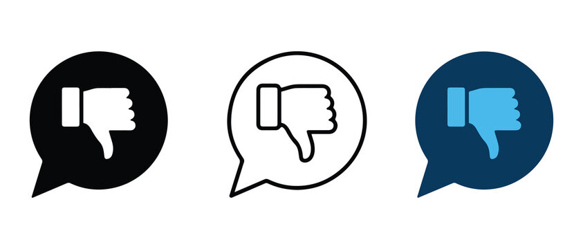 downvote speech bubble icons in different colors for feedback and rating system designs