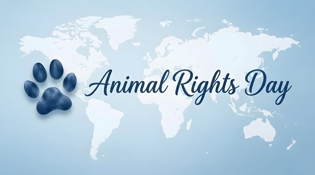 Animal rights day concept with world map and paw prints background