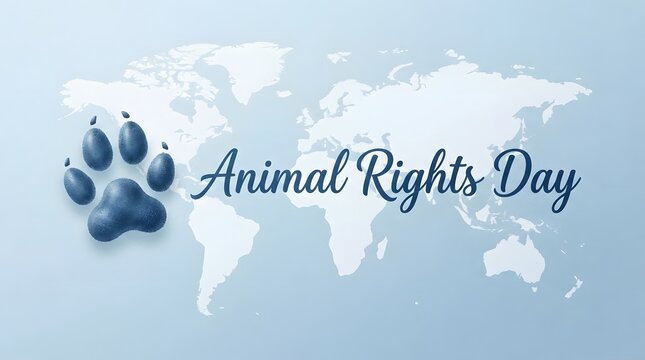 Animal rights day concept with paw prints and a world map background