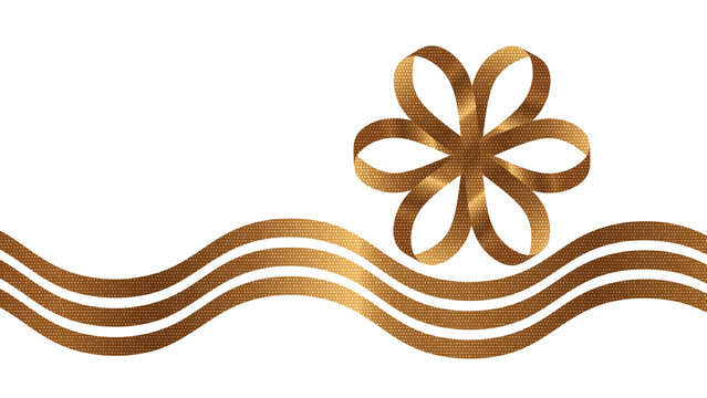 Decorative golden bow with ribbon isolated on transparent background. holiday decoration. for dark and light color background. realistic gold shiny nice effect ribbon illustration PNG