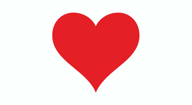 Bright red heart symbol on a clean white background, suitable for romance, love, and positive emotion in design.