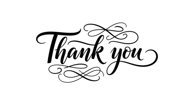 Elegant decorative phrase for a thank you card with script typography and ornamental flourishes.